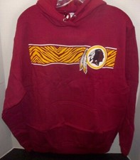 Washington Redskins M Mens Burgundy Zebra Logo Hoodie Sweatshirt Pullover NFL