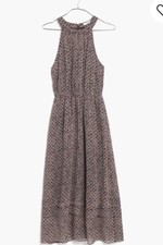 Madewell Silk Midi Dress in Diamond Tile $170, size 2