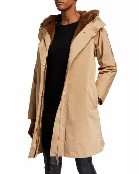 Lafayette genuine fur trim hooded best sale parka