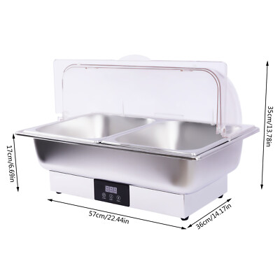 Commercial 2-Well Buffet Food Warmer 5.7L For Restaurants, Hotels W/Half Cover