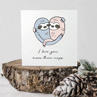 Love You More Than Nickerchen quadratische Karte - süßes Faultier personalisiert/leere Nachricht