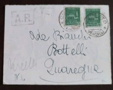 1944 RSI - ricevuta di ritorno di emergenza con c. 25+25 monumenti distrutti