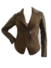 H&m Trend Rare Khaki Green Wool Mix Biker Jacket Uk 6 Eu 32 Us 2 Xs Bnwt