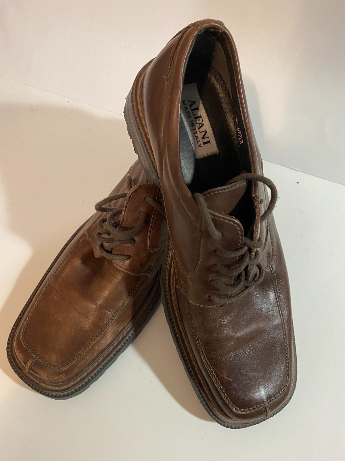 SAOLA Alfani Made in Italy Uomo Taglia 10 Pelle Marrone Suola Uomo Made