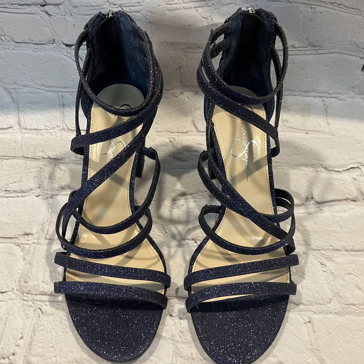 Jessica Simpson 7.5 Blue Stassey Strappy Block Heel Sandal Jessica Simpson 7.5 Blue Stassey Strappy Block Heel Sandal