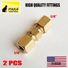 2 PC – 1/4" ( 6 mm ) UNION COMPRESSION FITTINGS BRASS