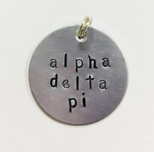 Alpha Delta Pi ADPi Hand Stamped Charm Licensed Ann Peden