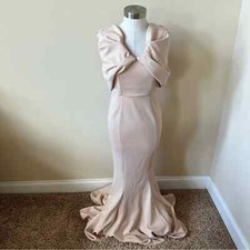 ASOS DESIGN Extreme Drape Sleeve Wide Hem Maxi Dress Neutral Pink Size 2 17221