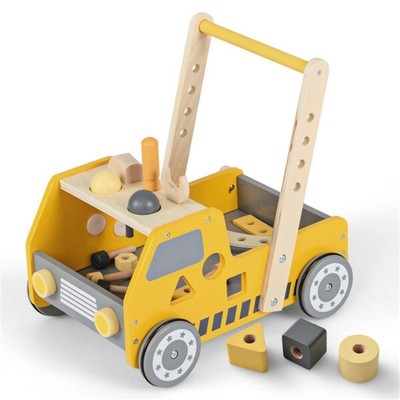 Wooden Baby Walker with Multi-Fun Tool Bench