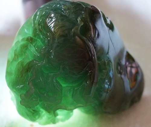 Cert'd Natural Type A Jadeite Jade Lotus Dragon Big Carving Pendant 135.21g - Picture 7 of 8