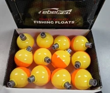 Lot of 12  RebelFin Plastic  Bobbers, Weighted,   Round 1-1/4" Fluorescent RARE