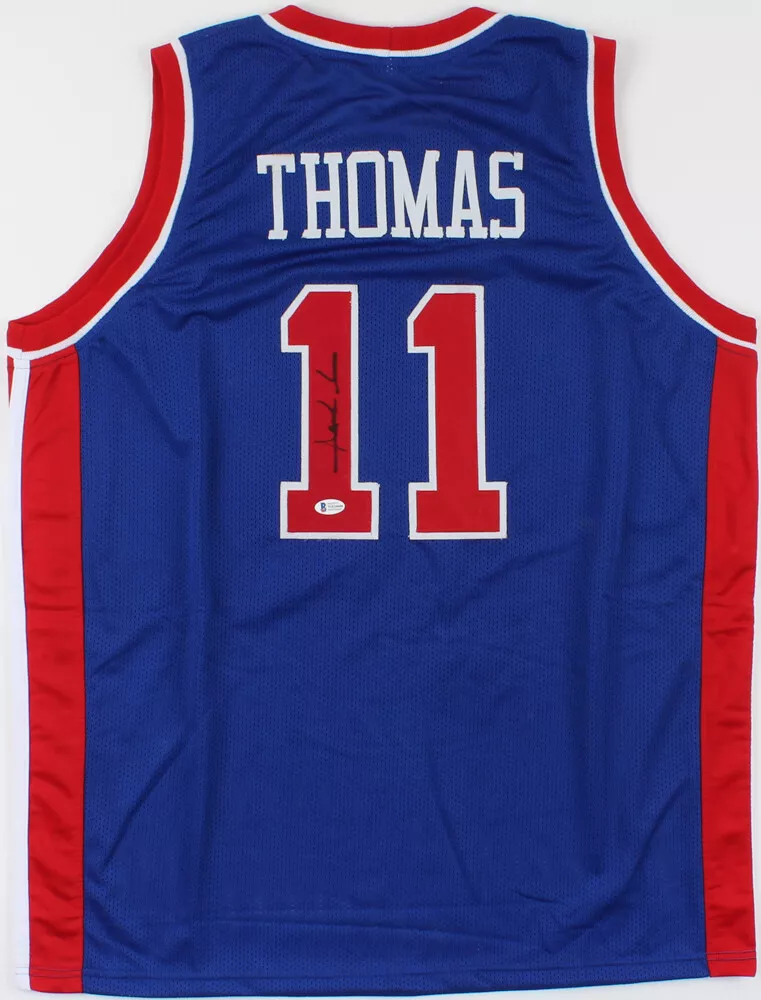 Isiah Thomas Detroit Pistons Autographed Blue Mitchell and Ness