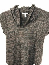 Knitted Mini Dress Sweater Women Curve Cowl Neck Short Sleeve Fashionable Brown