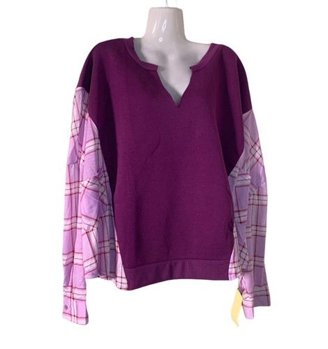 Tee Deep Purple Plaid Flannel Pullover 