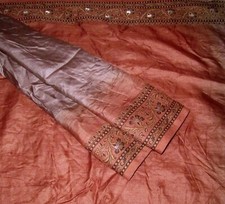 BVH WEARABLE PURE SILK Vintage Sari Saree 5yd 21O8001 X12 E595 Grey Brown ABCKB