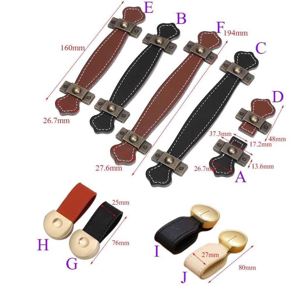 Alloy Retro Wardrobe Door Handle Drawer Knob Pulls PU Leather