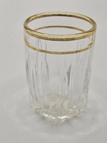 Vintage FEDERAL Glass Company Crystal and 24kt Gold-rimmed Shot Glass