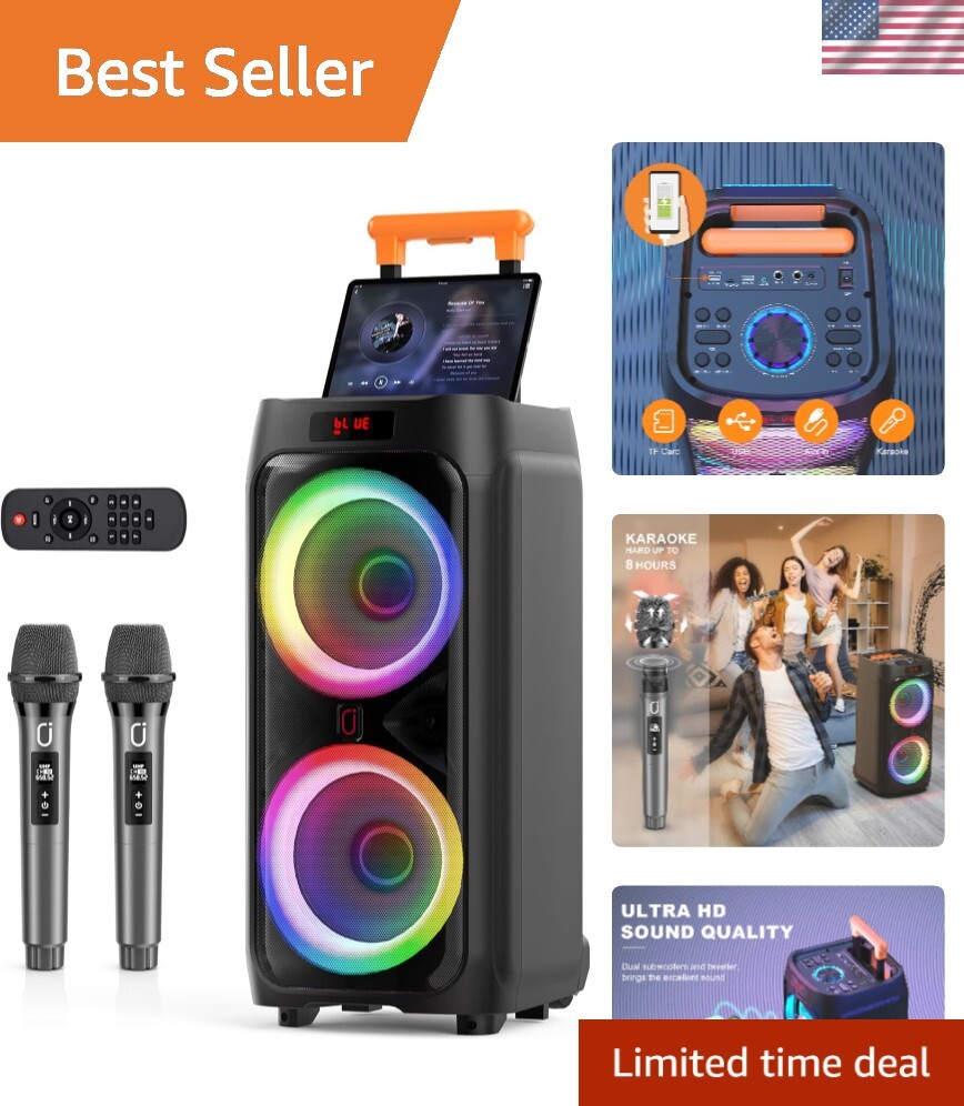 8-Inch Bluetooth Karaoke Speaker with 500W Power & Disco Lights – Ultimate Party