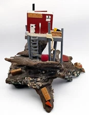 Ralph H Baker Driftwood Carved Wood Sculpture Lobster Fishing House Folk Art 6"