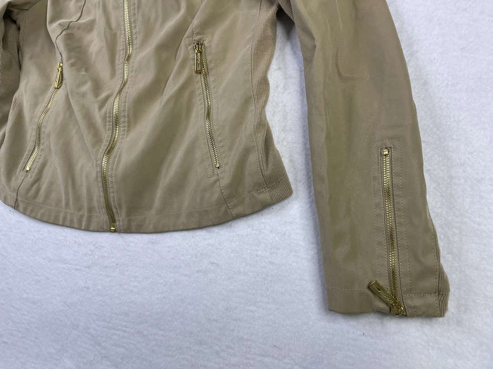 Kenneth Cole Reaction 女式人造皮革全拉链前夹克-香槟-M — 第 2/4 张图片