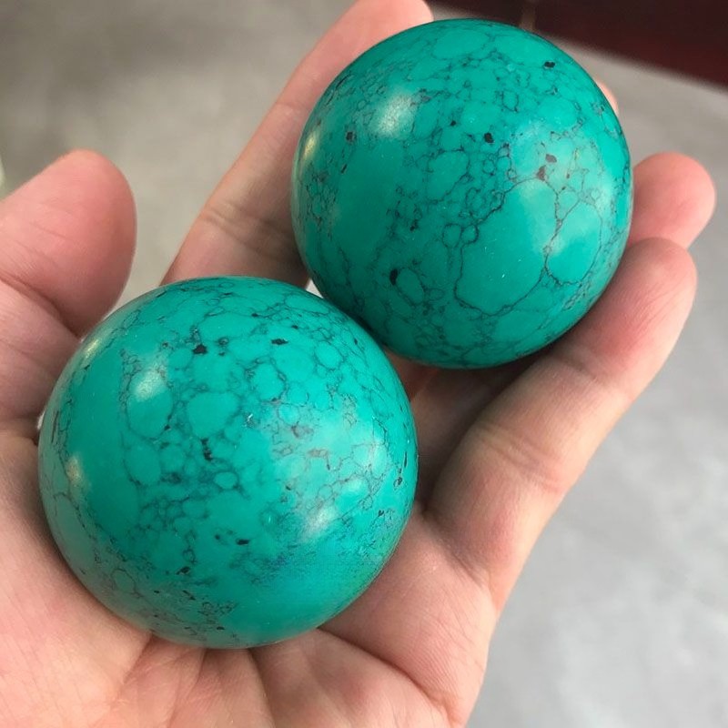 Imitation Turquoise Stone Hand Exercise Massage Balls Pair Unisex | eBay