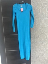 PLT Shape Bright Blue Stretch Seamless Long Sleeve Maxi Dress BRIGHT BLUE-XS