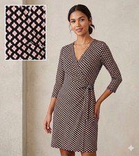 Ann Taylor Dress Womens Sz 8 True Wrap geometric career academia balletcore