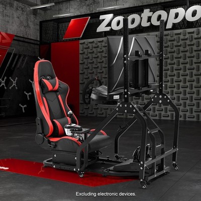 Zootopo Racing Simulator Cockpit With Red Seat & TV Stand Fit Logitech G920 G29
