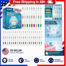Navona 100 Pack Individually Wrapped Disposable Toothbrushes Soft Bristle Bulk
