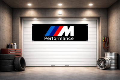 B.M.W M Performance Racing Banner 71x24'' Motorsport Garage Wall Decor