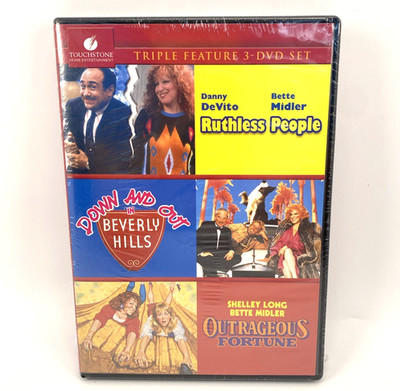 3-DVD Ruthless People,Down & Out In Beverly Hills, Outrageous Fortune New Sealed