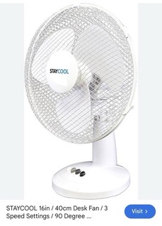 StayCool Desk Fan 16in/40cm with 3 Speed Settings and 90 Degree Angle Precision