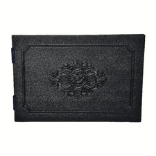 VTG Photo Album Black Pages Fillagree Floral Cover Design 15" X 10" Keepsakes