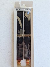 Wholesale Lot 18 Vintage Mens Black Suspenders Gold Clip Adjustable US New MT16