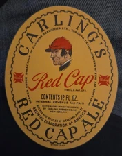 Carling's Red Cap Ale Label  Cleveland Ohio Brewing Corporation of America