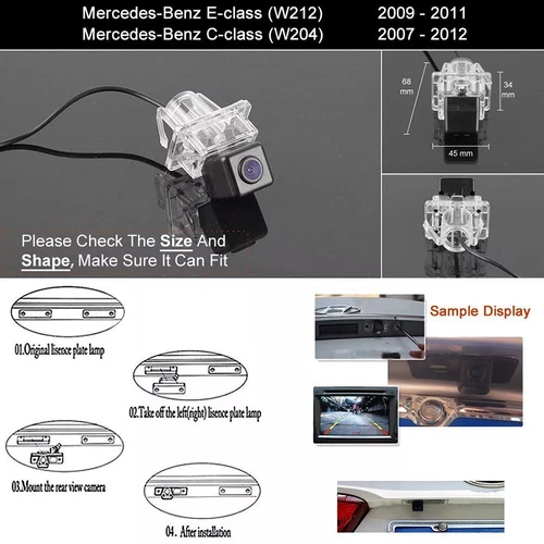 Telecamera di backup vista posteriore auto per Mercedes Benz C300 C350 C63 AMG W204 2007-2014 - Foto 8 di 13