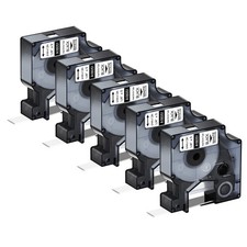 5PK 18051 IND Heat-Shrink Tube 1/4" BlackWhite for DYMO Rhino PRO 1000 5000