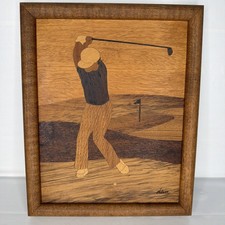 Signed Jeff Nelson Hudson River Inlay Wood Framed Marquetry