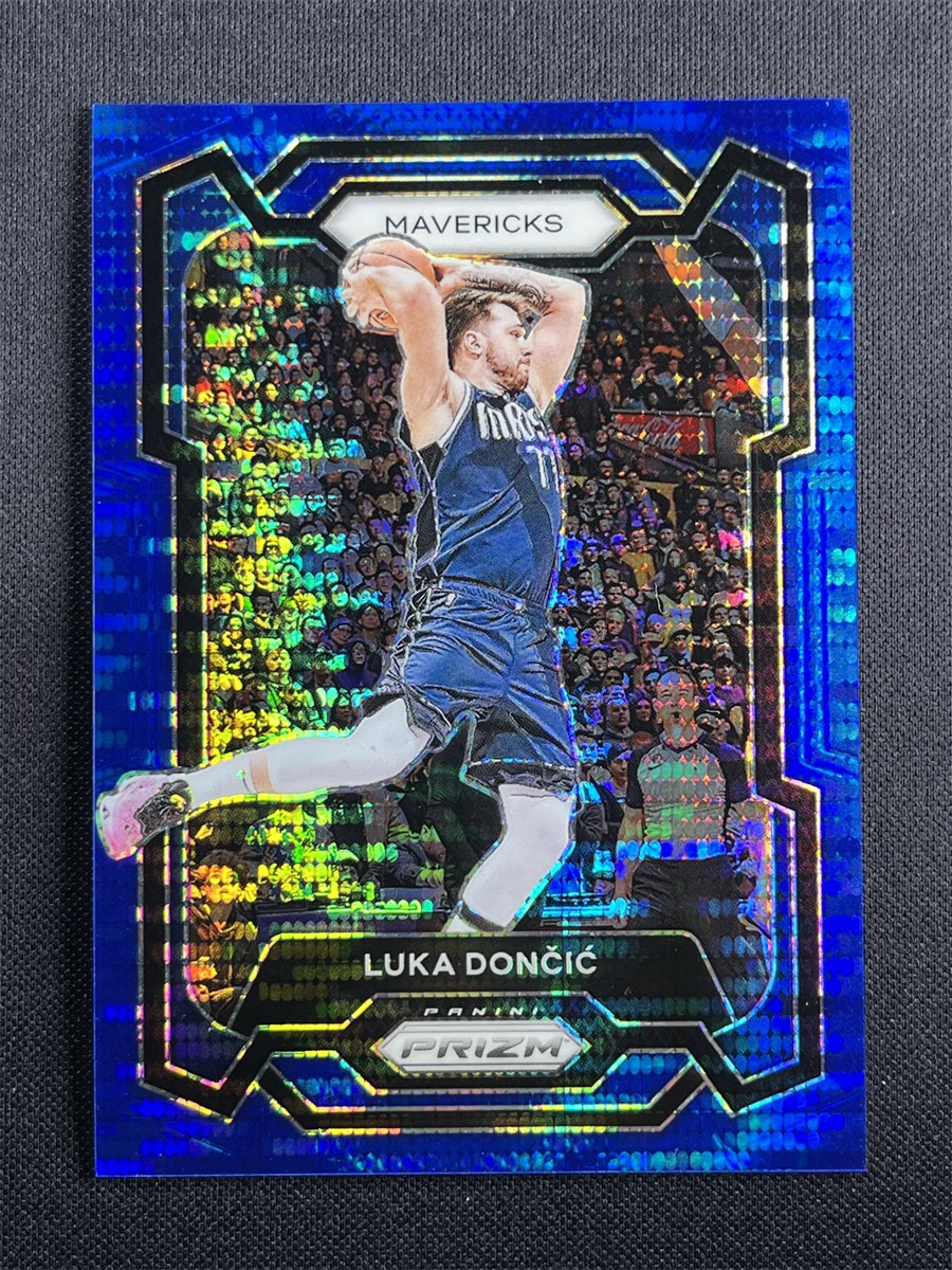 2023-24 Panini Prizm Basketball Luka Doncic #110 Blue Pulsar Prizm Mavericks /99
