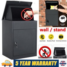 Parcel Delivery Box Black Large Metal Lockable Outdoor Package Drop Box Postbox