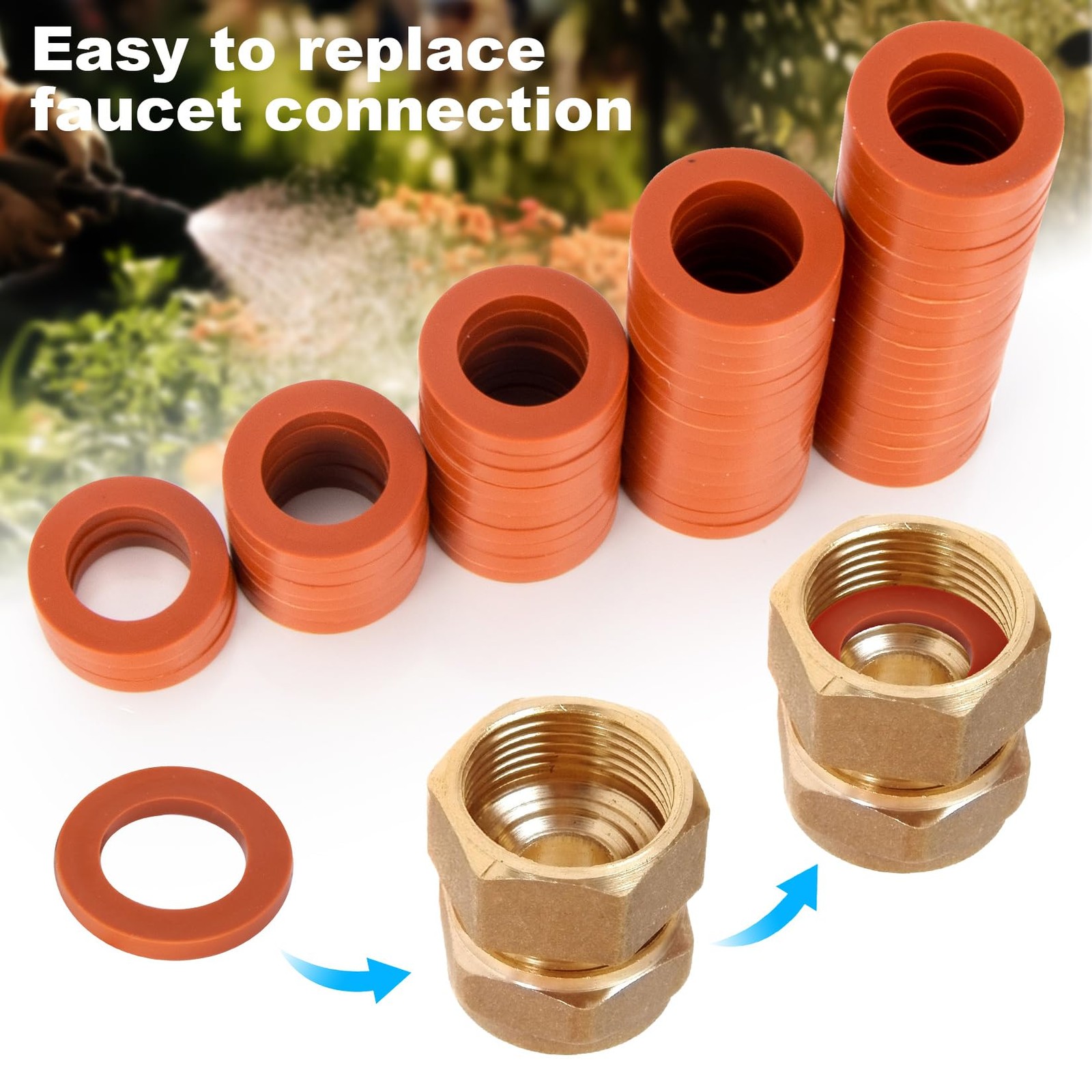 RAINFLOW Garden Hose Rubber Washers-80 PCS Red Washer,Heavy Duty Rubber Gasket