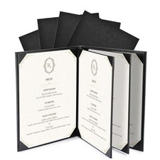 WeChef 5 Pack Leather Menu Covers 8.5"x11" 4 Page 6 View Angle Corner Wine List