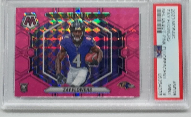 Zay Flowers Panini Mosaic NFL Debut #ND18 Pink Fluorescent