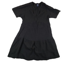 GAP Womens Size M Black Cotton Casual V Neck Pockets Short Sundress Dress