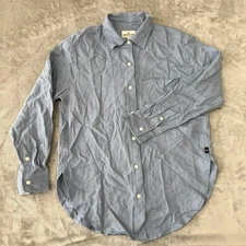 American Giant 100% Linen Long Sleeve Shirt Womens Small Blue USA New NWOT