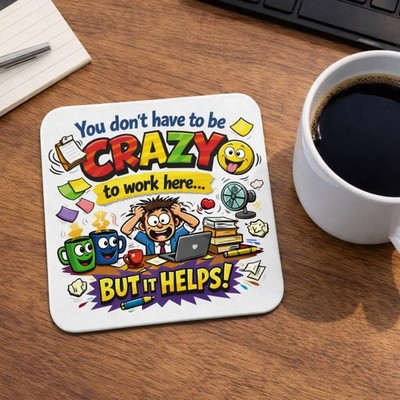 Verrückte Büroarbeit lustige Neuheit glänzend Holzuntersetzer Tee/Kaffee co83