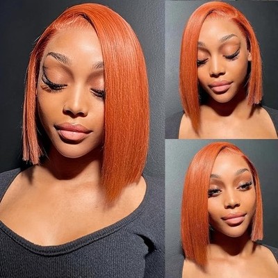 PANDA ANGEL #350 Ginger Bob Wig 13X4 Straight HD Lace Front Human Hair for
