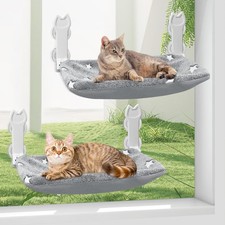 2 Pack Cat Window Perch, Glow in The Dark Foldable Cat Window Hammock with Su...