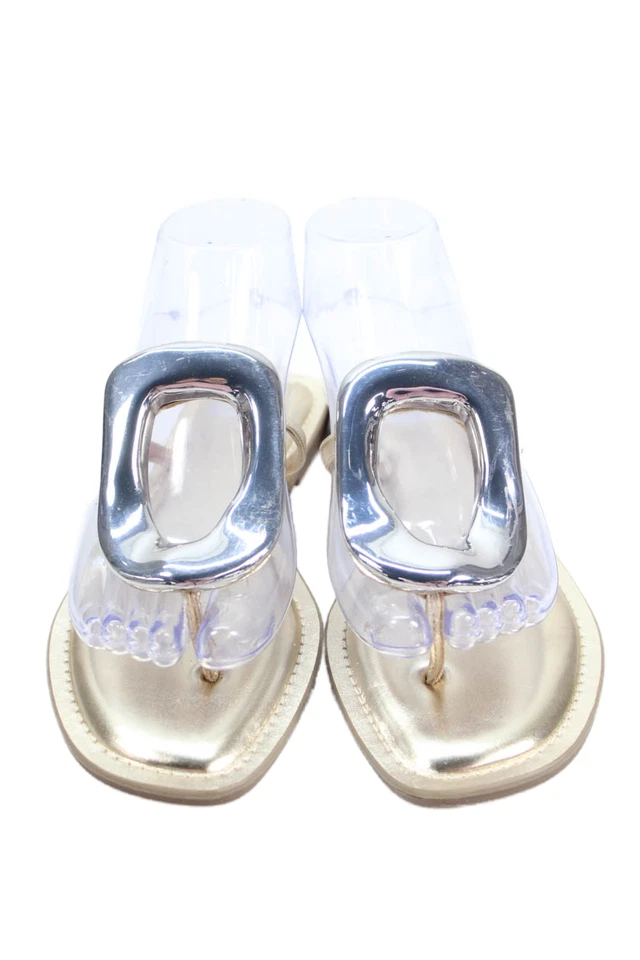 Dolce Vita Womens Faux Leather Metallic Embellishment Flip Flops Gold Size 7 - Image 2 of 4