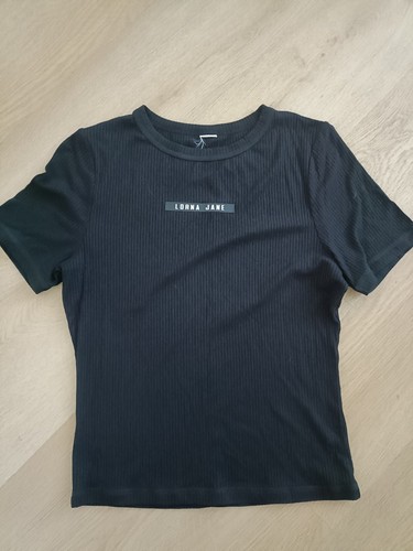 Lorna Jane black rib ribbed Defining Moment tee tshirt top size S - Picture 2 of 2